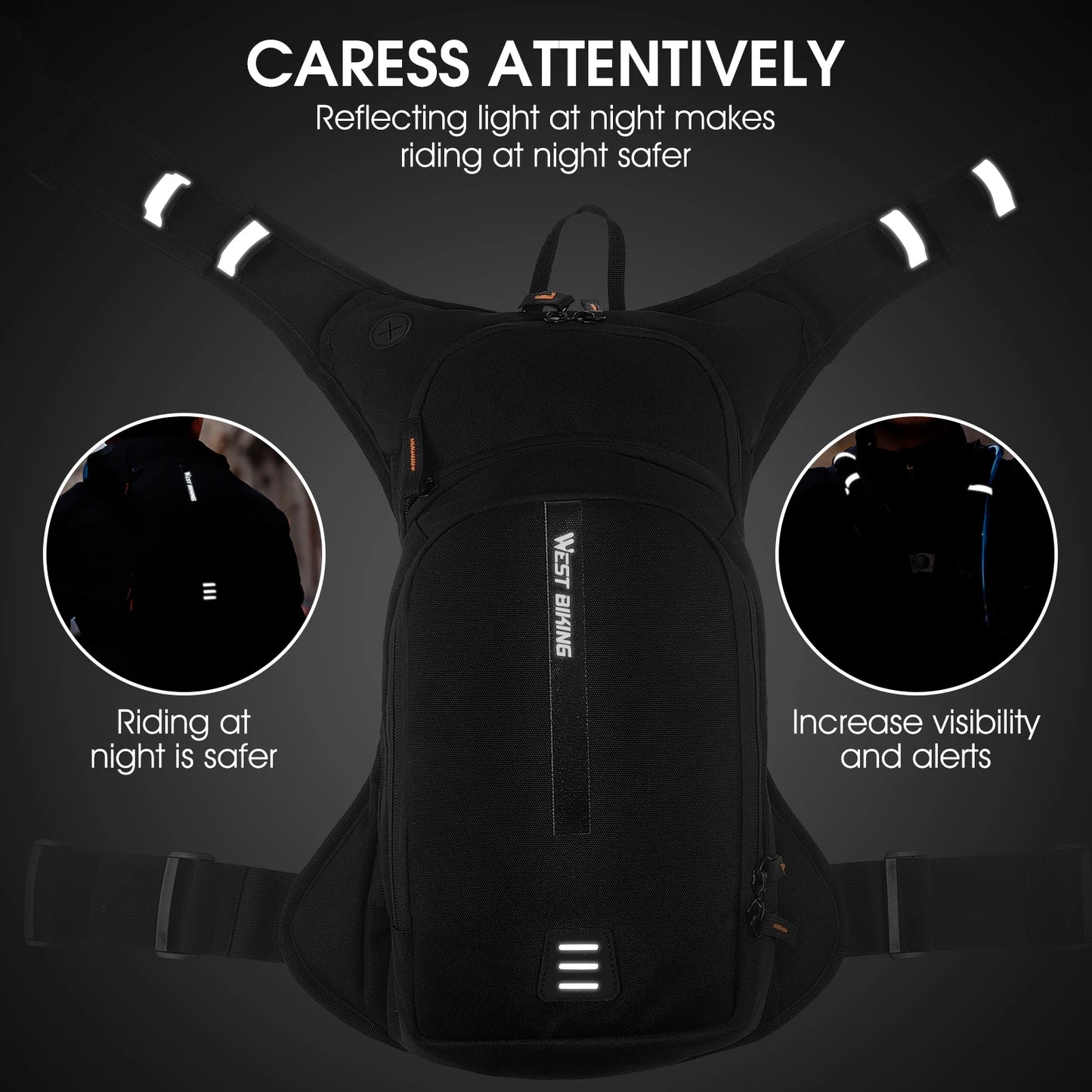 WEST BIKING 10L Cycling Hydration Backpack Ergonomic Cross Harness Climbing Hiking Outdoor Sport Travel Reflective Backpack