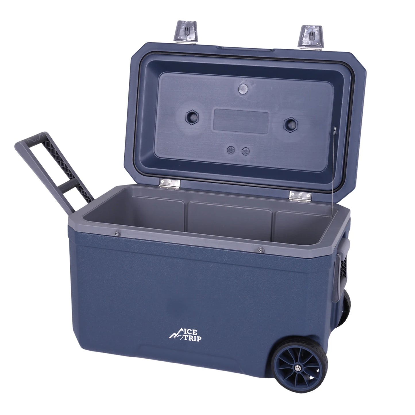 70L Wheeled Cooler Hard Shell Portable Car Wheel Insulator Plastic Cooler Box 30 Percent Lighter Than Rotomolded for BBQ Camping