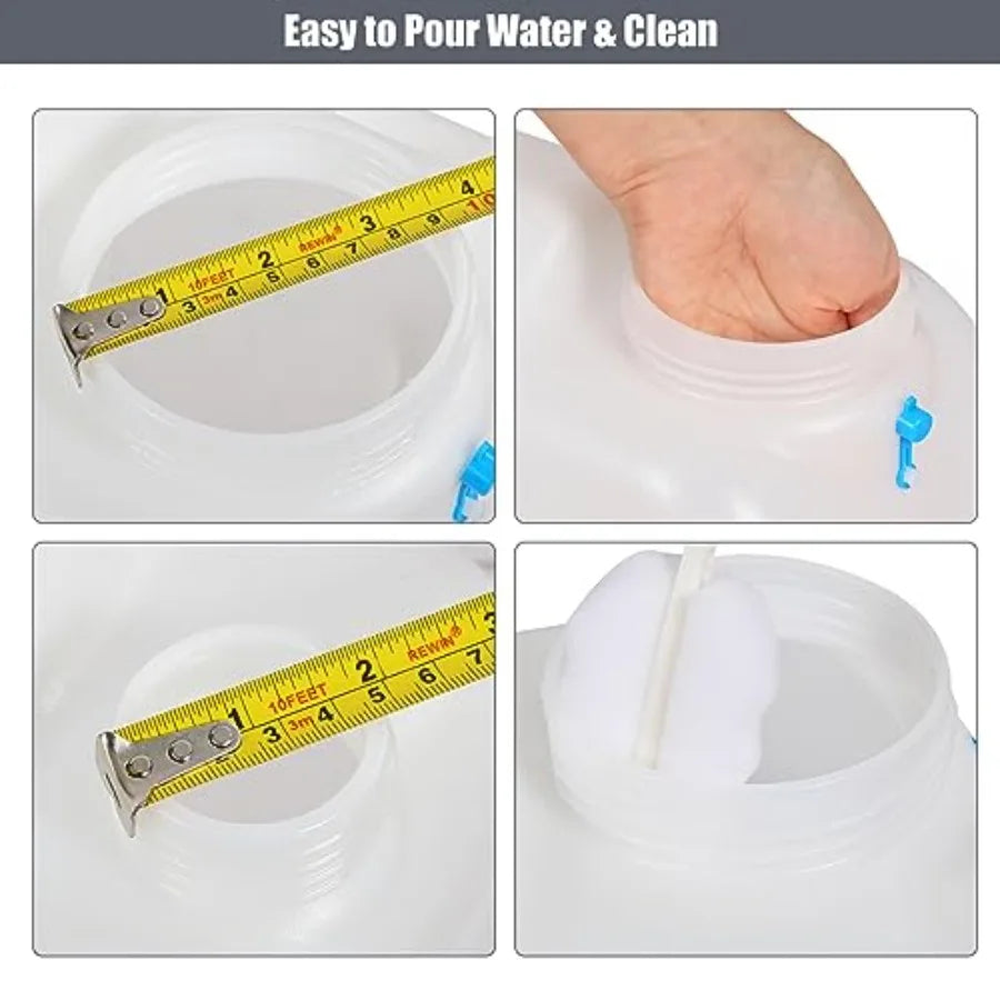 4.9 Gallon/18.5L Portable Water Container with Spigot Water Storage Carrier for Camping Outdoor Hiking Backpacking BPA Free Whi