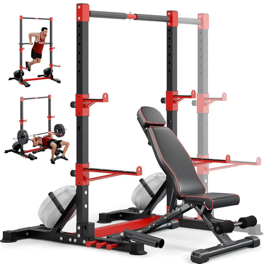 Smith Machine & Squat Rack Combo, Multi-Functional Power Racks with Adjustable Width & Pull-Up Bar, Cable Crossover, Customized