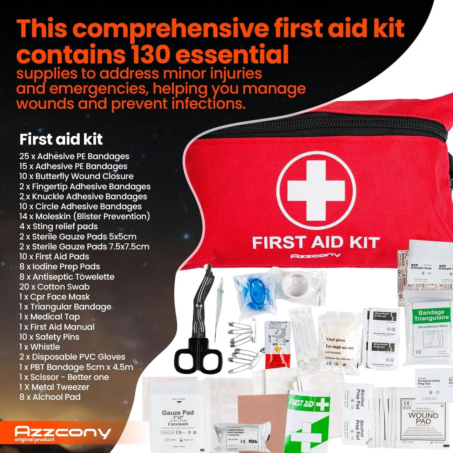 Emergency Survival Kit with First Aid Gear & Supplies - EDC Go Bag for Camping Outdoor - Tactical Molle Pouch Backpack Gift
