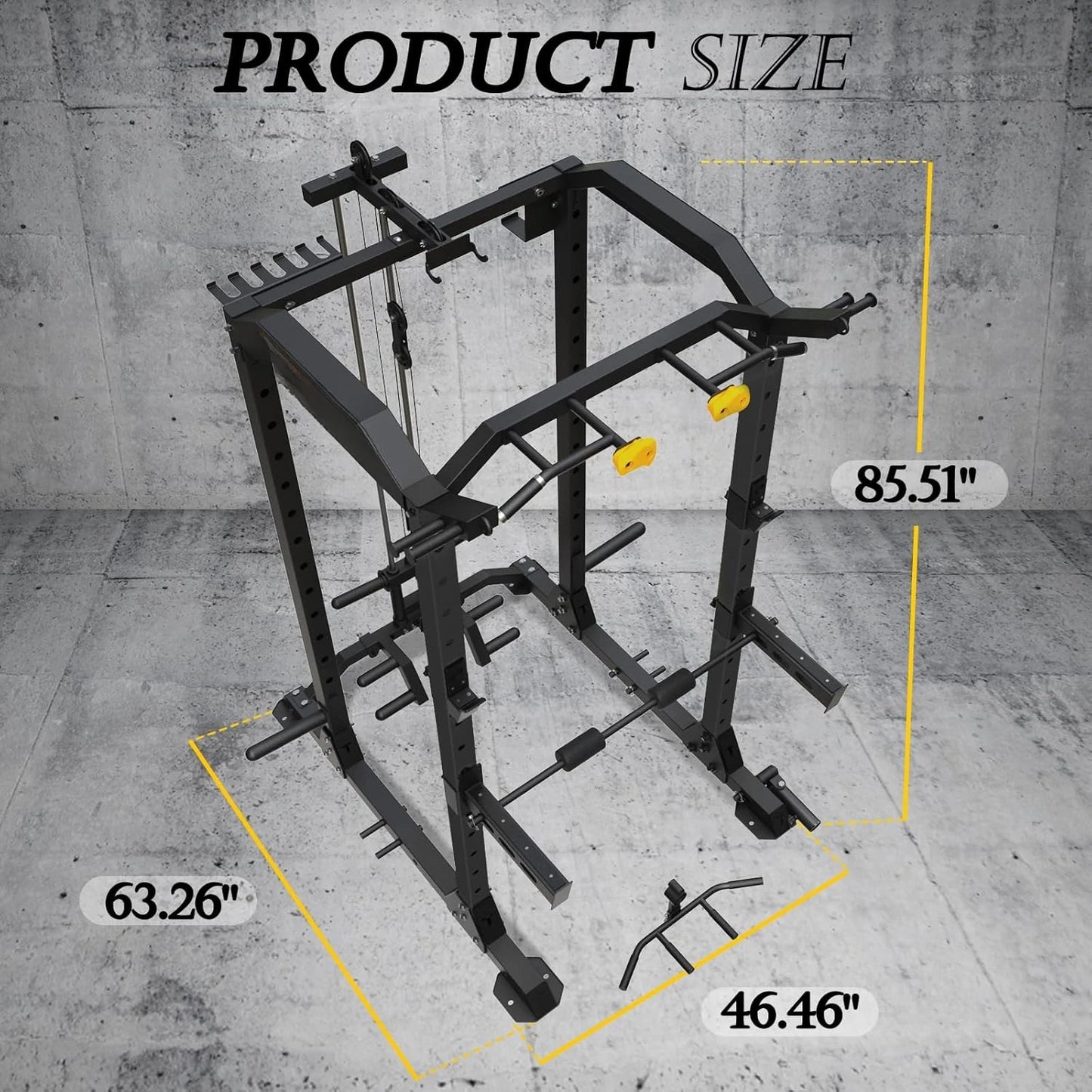 Upgraded T2 Power Cage Muti-Function Power Rack with LAT Pulldown System Squat Rack with Weights and Bar Set, Customized