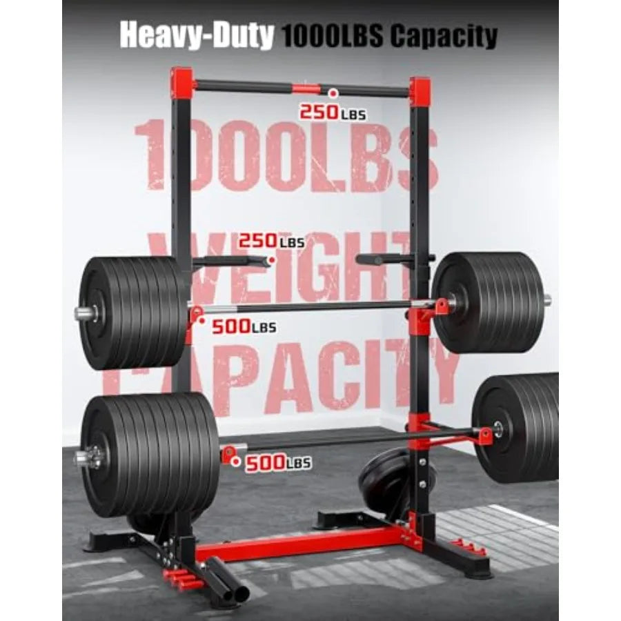 Smith Machine Squat Rack Combo Multi-Functional Power Racks with Adjustable Width Pull-Up Bar Cable Crossover Power Cage Indepe