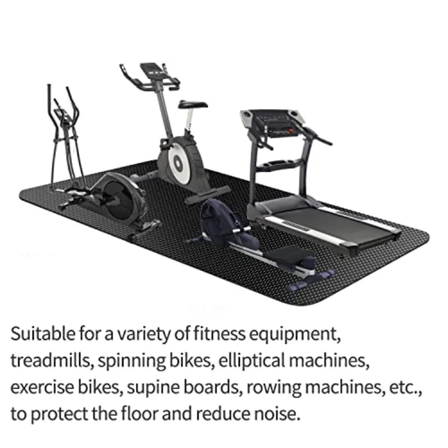 Large Exercise Mat for Home Gym with Non-Slip Rubber Surface Black Durable Workout Mat for Treadmill Exercise Bike Yoga Weightl
