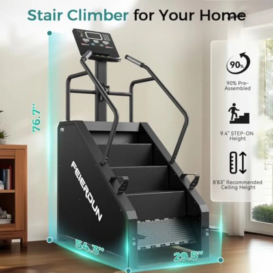 Home Gym Stair Stepper Machine Commercial Grade with LED Screen 15 Speed Levels for Cardio Lower Body Workouts 660LBS Capacity