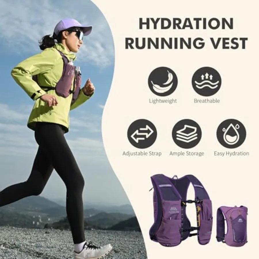 Running Hydration Vest for Men and Women 8L Hydration Backpack Multiple Pocket Designs for Water Bottles/Bladders Lightweight B