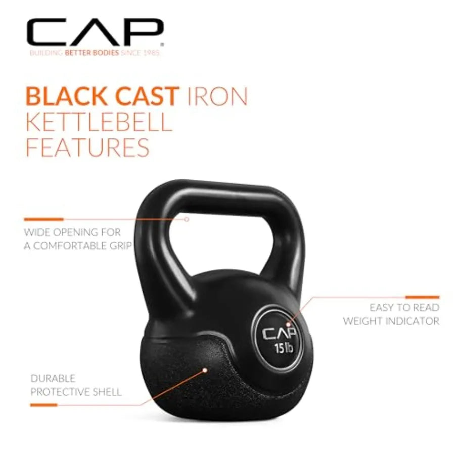 45 LB Cement Kettlebell Set 10 lb 15 lb 20 lb Vinyl-Coated Kettlebells for Strength Training Cardio Cross Training Home Gym Wor