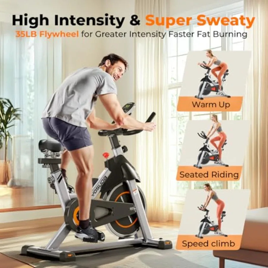 Magnetic Exercise Bike for Home 350 LBS Ccity Brake Pad Stationary Bike Indoor with Exclusive App and Fitness Courses for Weigh