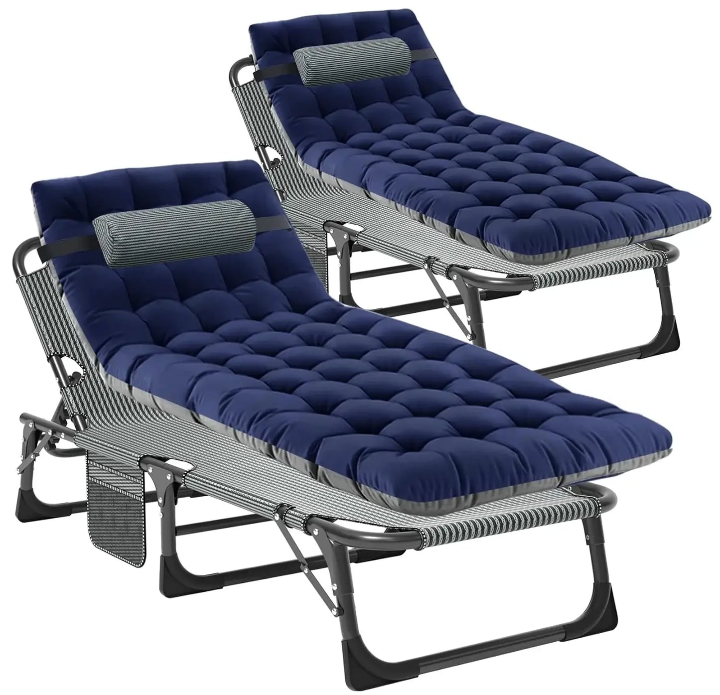 Heavy Duty Tanning Chair Folding Beach Lounger with Face Arm Hole, 5-Position Adjustable Patio Chaise Lounge, Customized