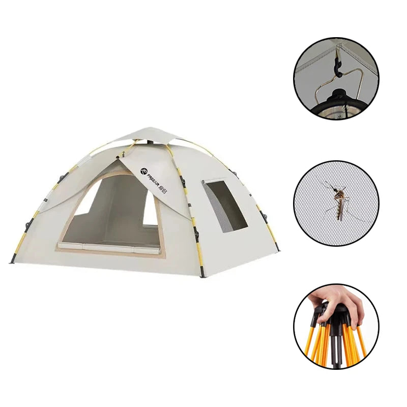 Portable Outdoor Automatic Tent Rainproof And Sun-Proof Ventilated And Breathable Adult And Childrens Tent With Doors Windows