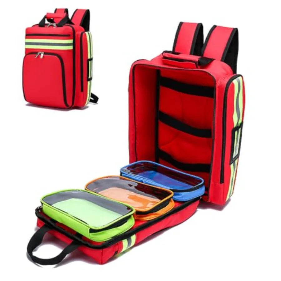 First Aid Backpack for Nurses with Removable Transparent Pouch Medical Bag for Traveling Lightweight Portable Design Ideal for