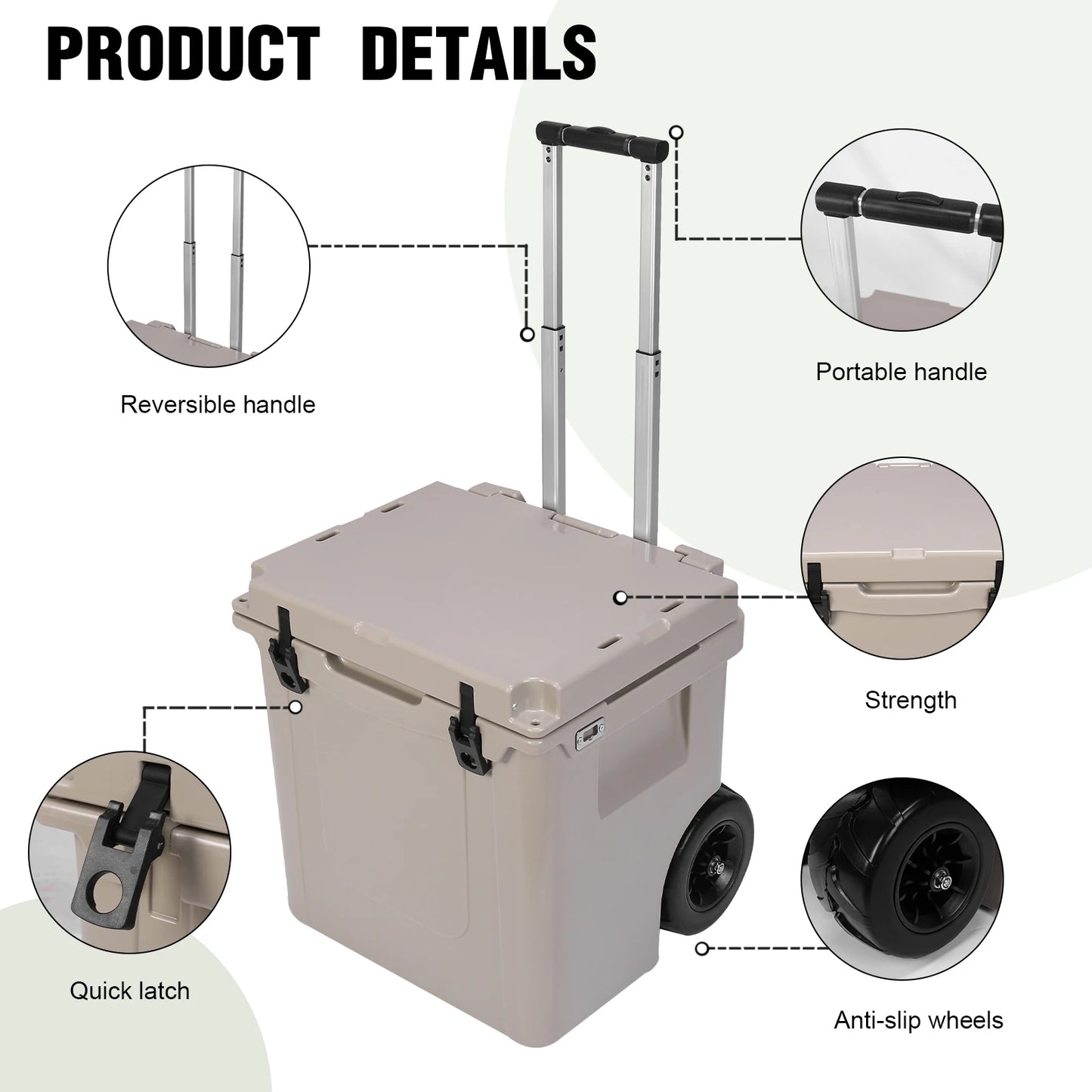 5L Insulated Wheeled Cooler with Retractable Handle Hard Cooler Outdoor Portable Cooler Box for The Beach Camping Picnics & More