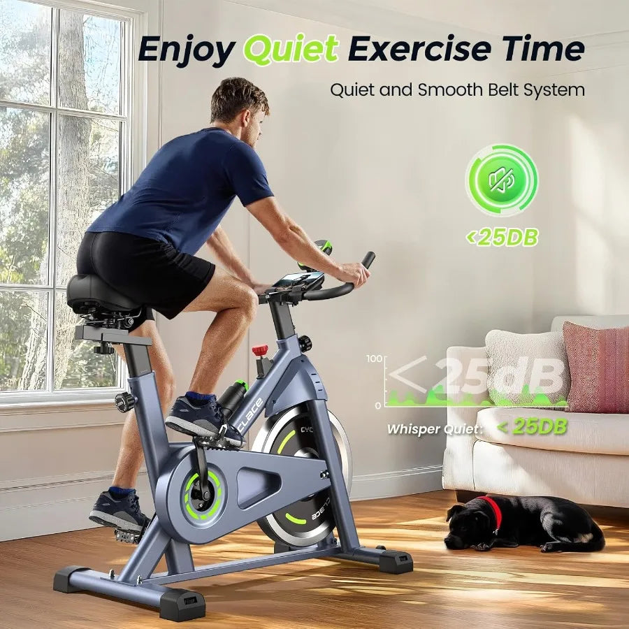 Magnetic Stationary Exercise Bike for Home Low Noise Indoor Cycling with App Compatibility 300LB Weight Ccity Tablet Mount Blac