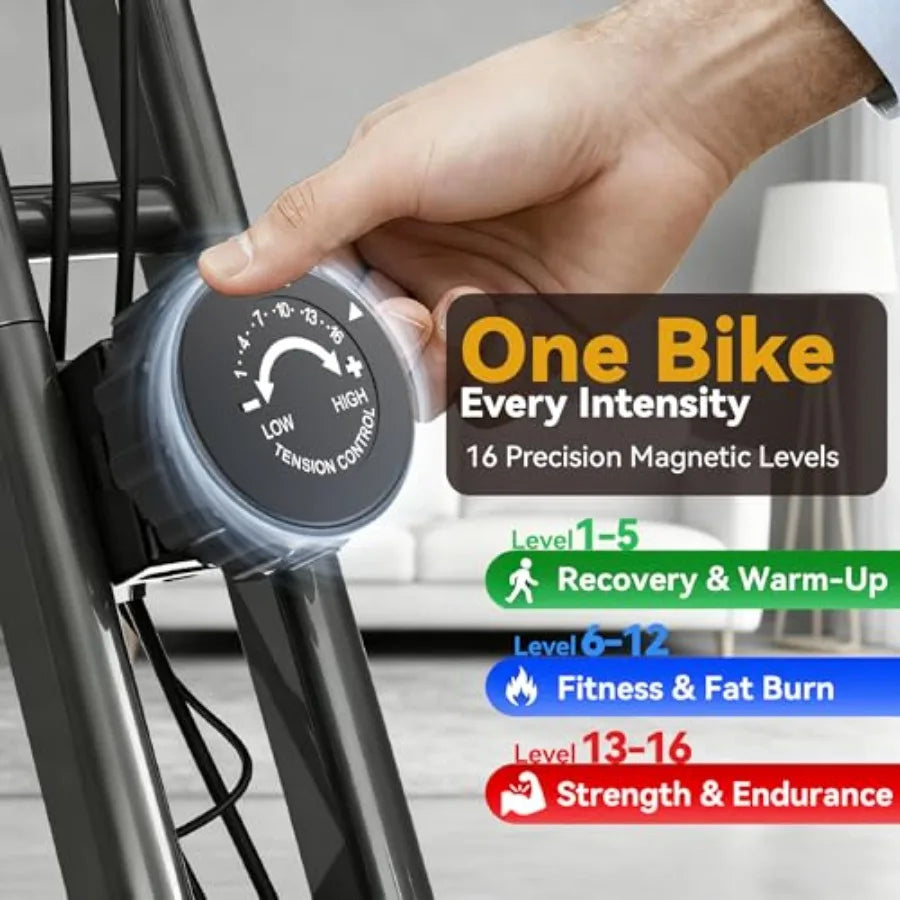 Foldable Exercise Bike for Home Upright and Recumbent Stationary Bike with Ergonomic Mesh Backrest Indoor Full Body Quiet Worko
