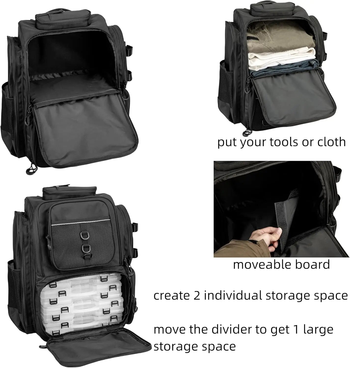 Large Fishing Backpack with Tackle Boxes, Durable Tackle Bag Made of Strong Materials for Anglers