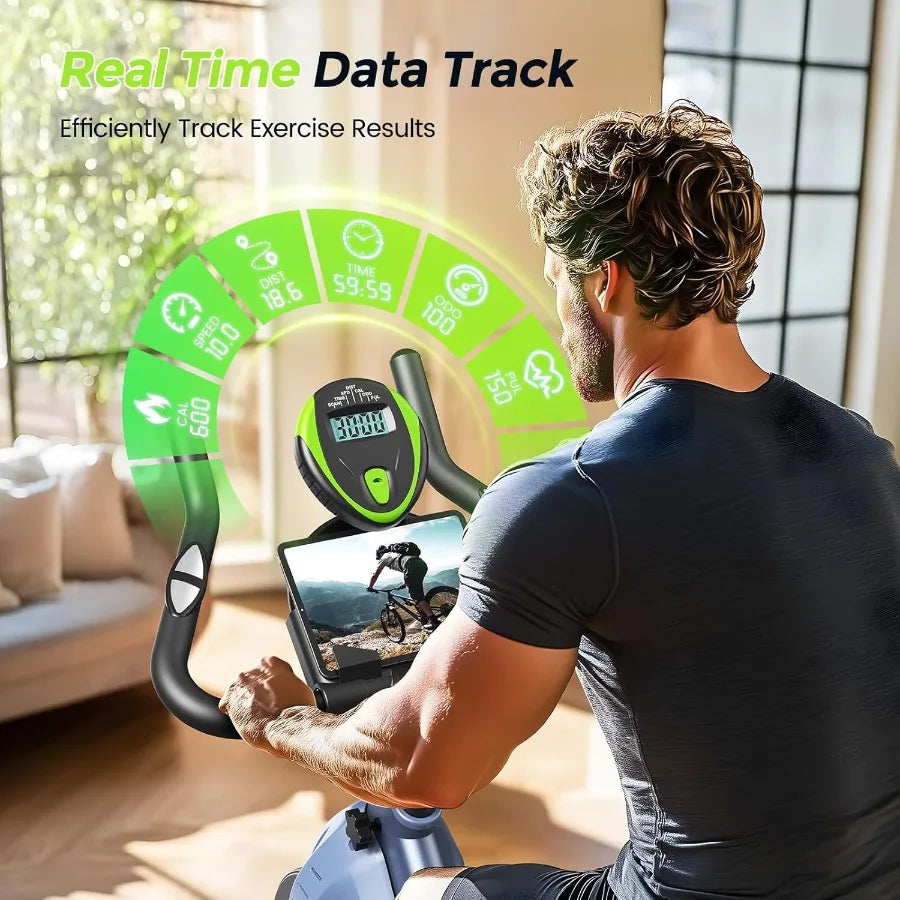 Magnetic Stationary Exercise Bike for Home Low Noise Indoor Cycling with App Compatibility 300LB Weight Ccity Tablet Mount Blac