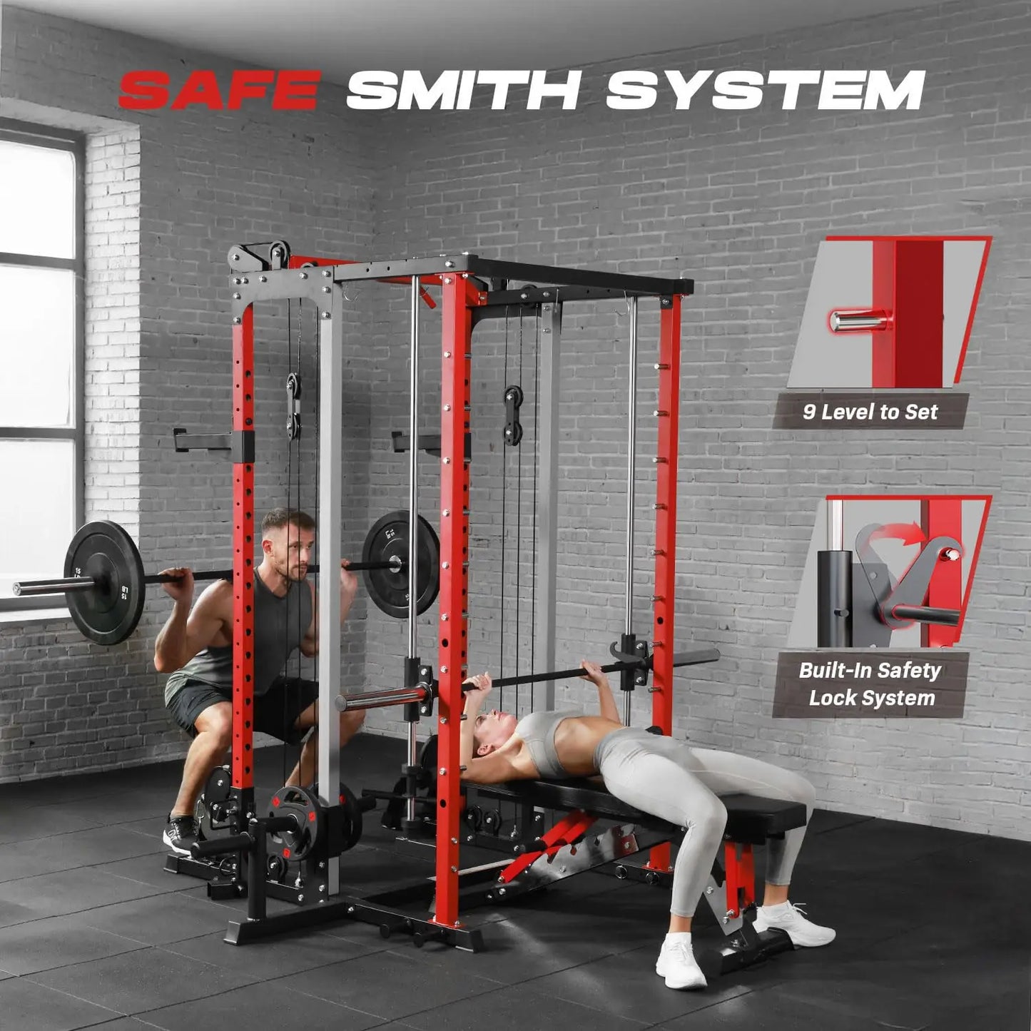 Power Cage Home Gym, Dual Pulley Cable Crossover System, All-in-One Squat Power Rack with Strength Training, Customized