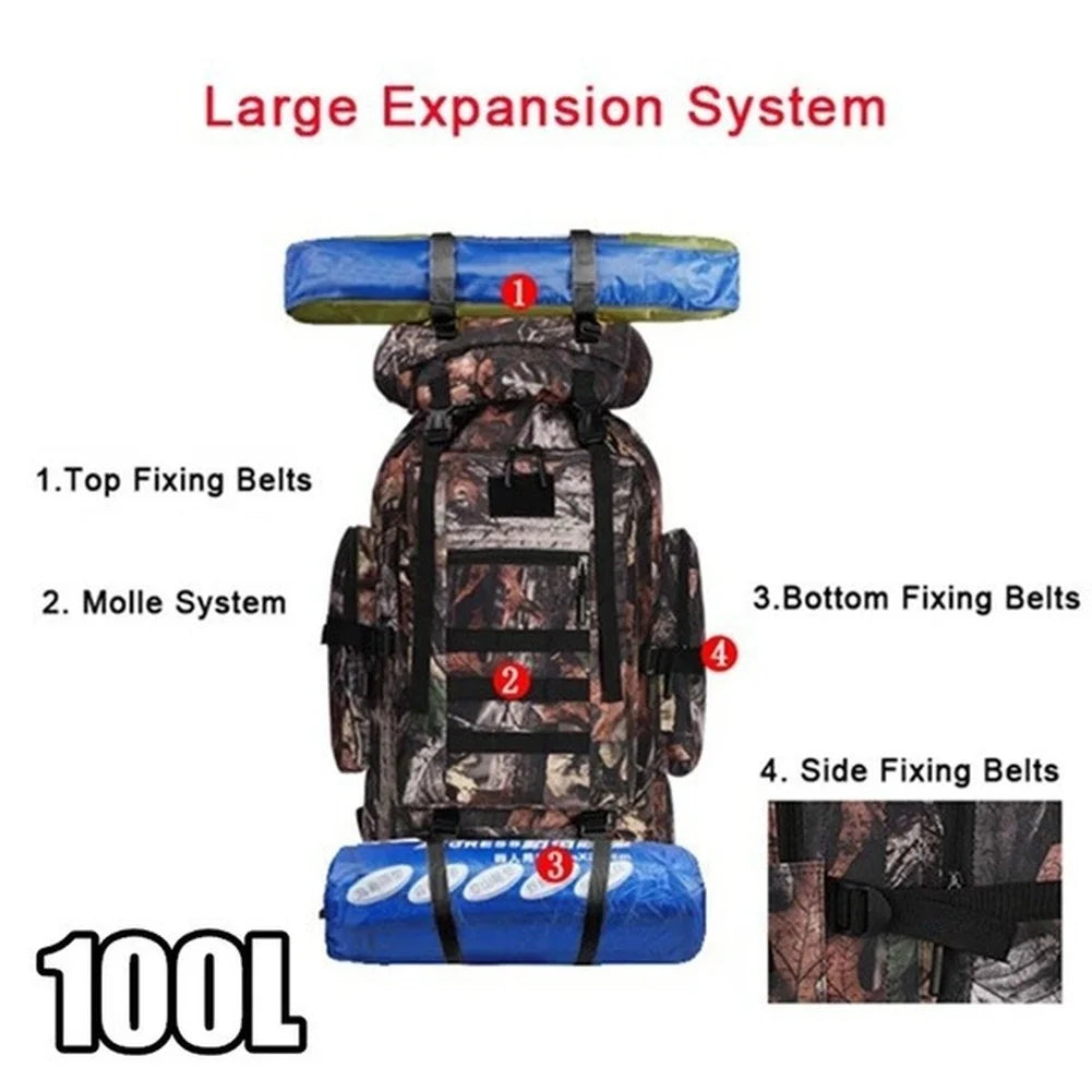 80L/100L  Mountaineering Bag Climb Bag Tactical Backpacks Large Backpack Outdoors Hiking Camping Travel Bags