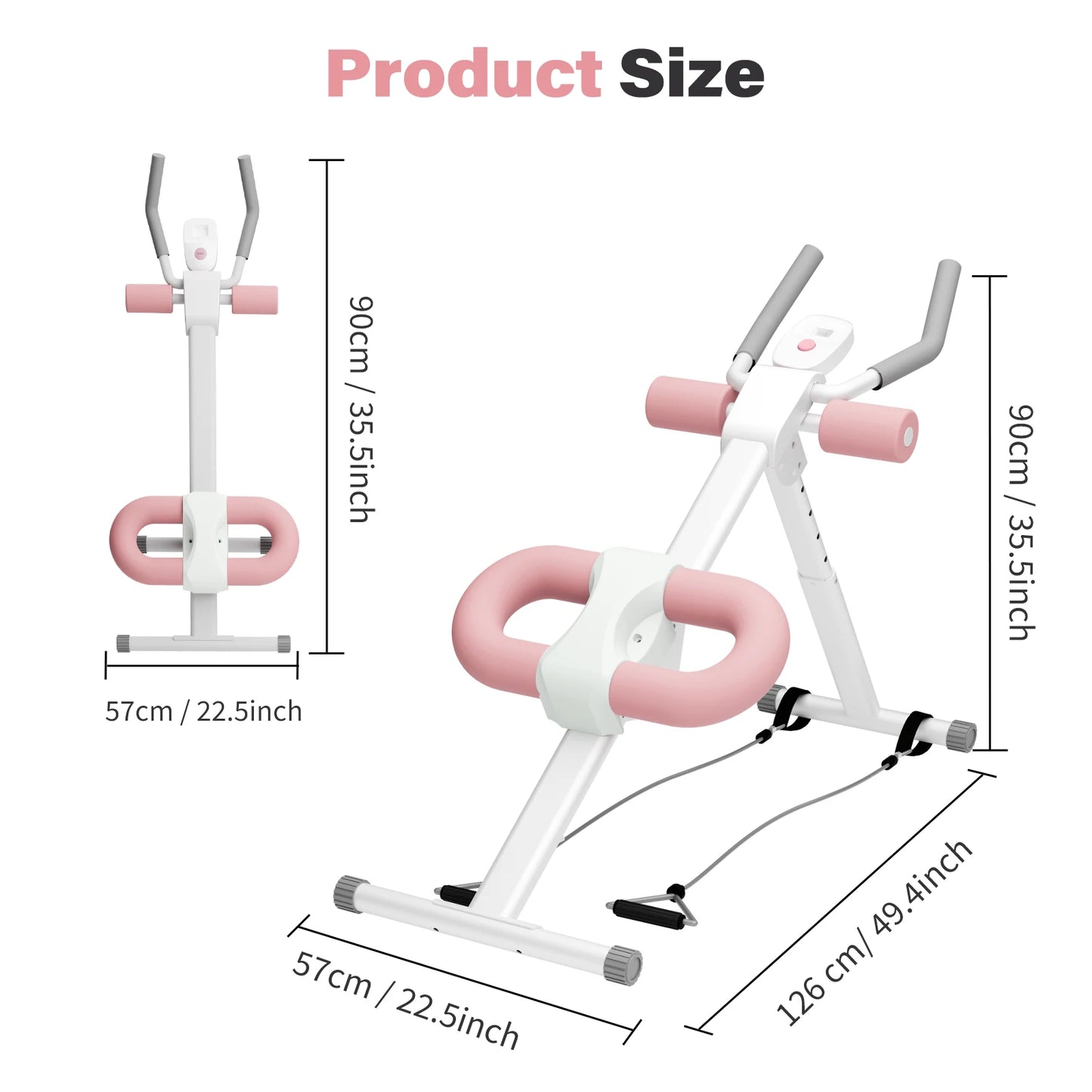 Foldable Ab Crunch Machine Core Workout Bench Adjustable Equipment Fitness Exercise Strength Resistance Bands for Home Gym
