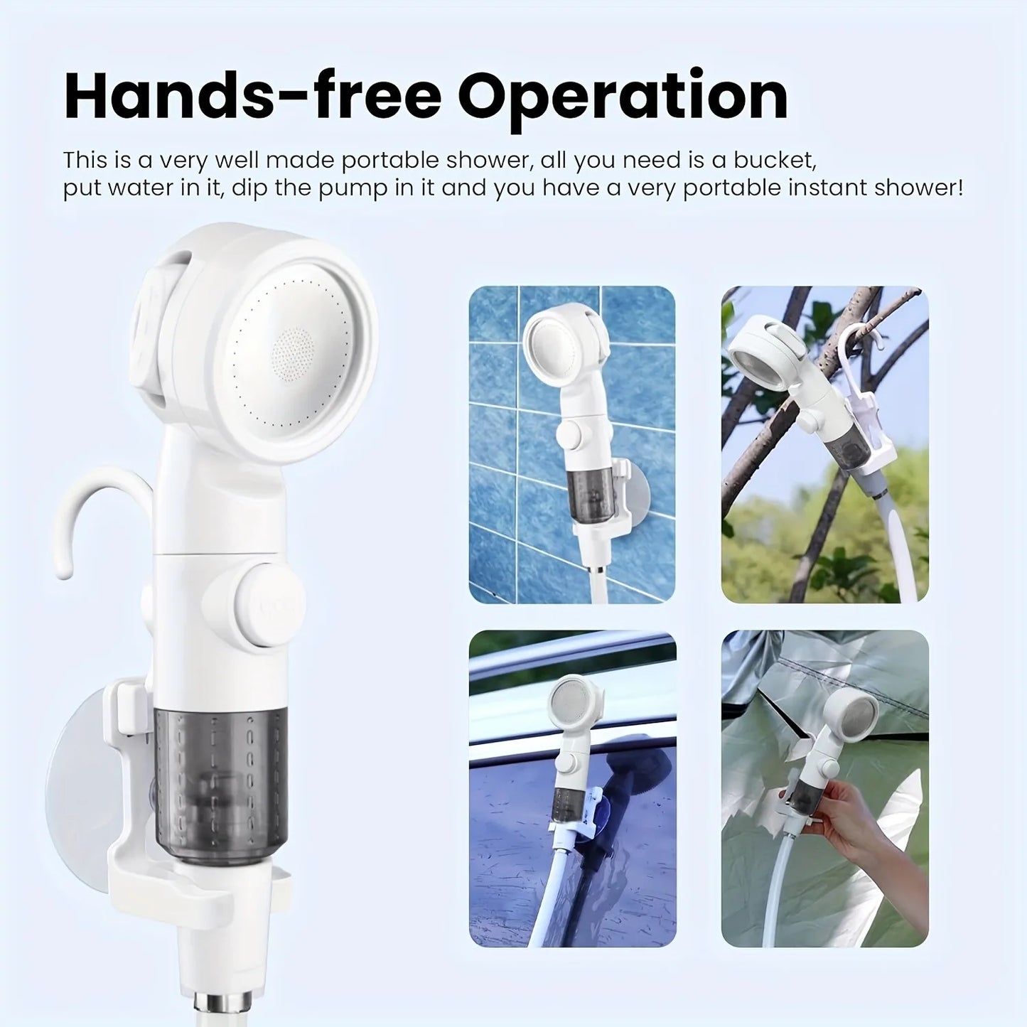 Rechargeable Portable Outdoor Shower Handheld Pump for Camping Hiking Travel Beach Pet Bath Car Washing Watering Cleaning
