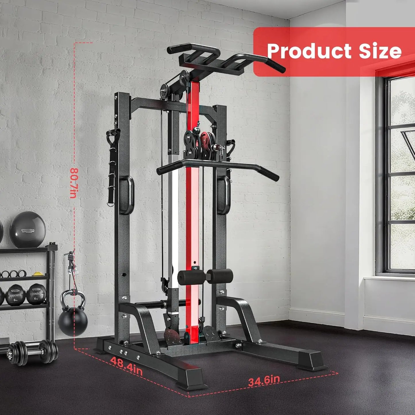 Pull Up Bar Power Tower Dip Station,Cable Machine-Integrated 450LBS Multi-Function Adjustable Height Fitness, Customized