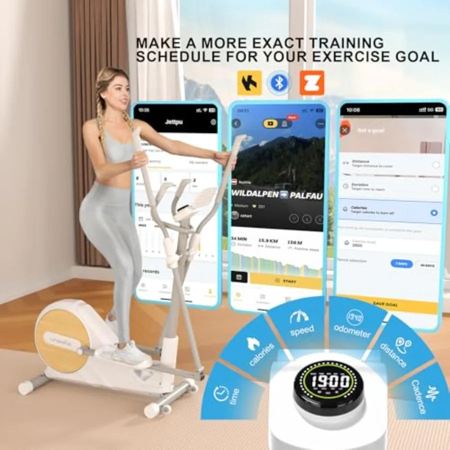 Elliptical Training Machines for Home with Hyper-Quiet Magnetic Driving System 330 LBS Loading Capacity Silver