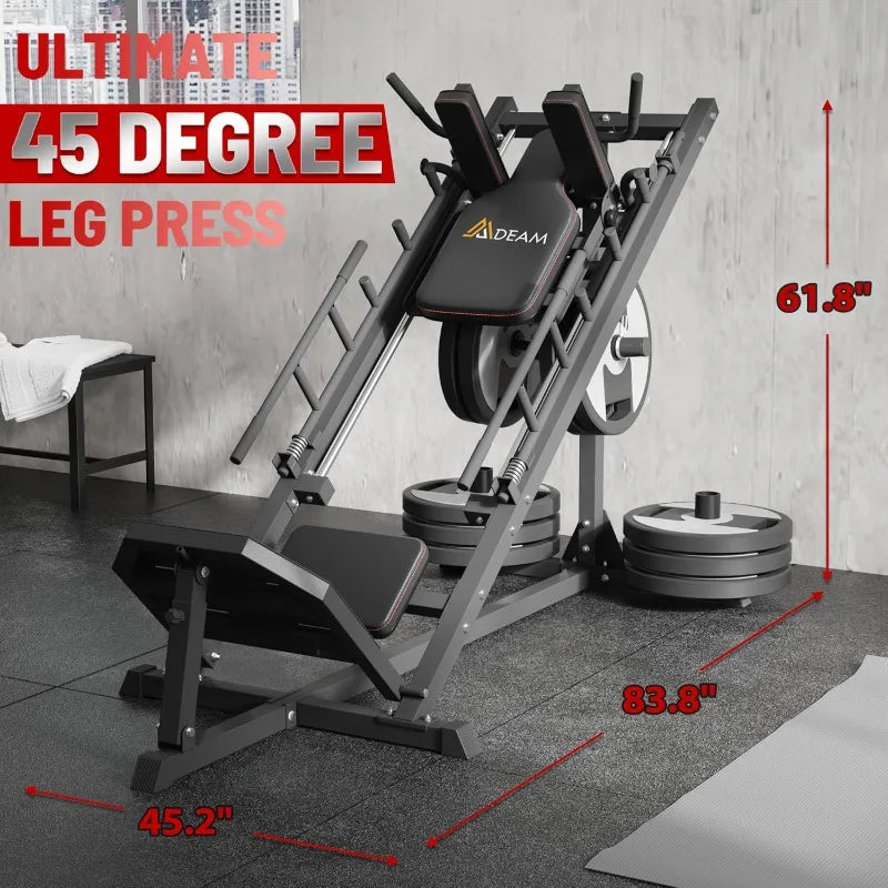 Leg Press Hack Squat Machine,Leg Press Machine with Linear Bearing 45-Degree Hack Squat Machine for Gym Home Lower Body St