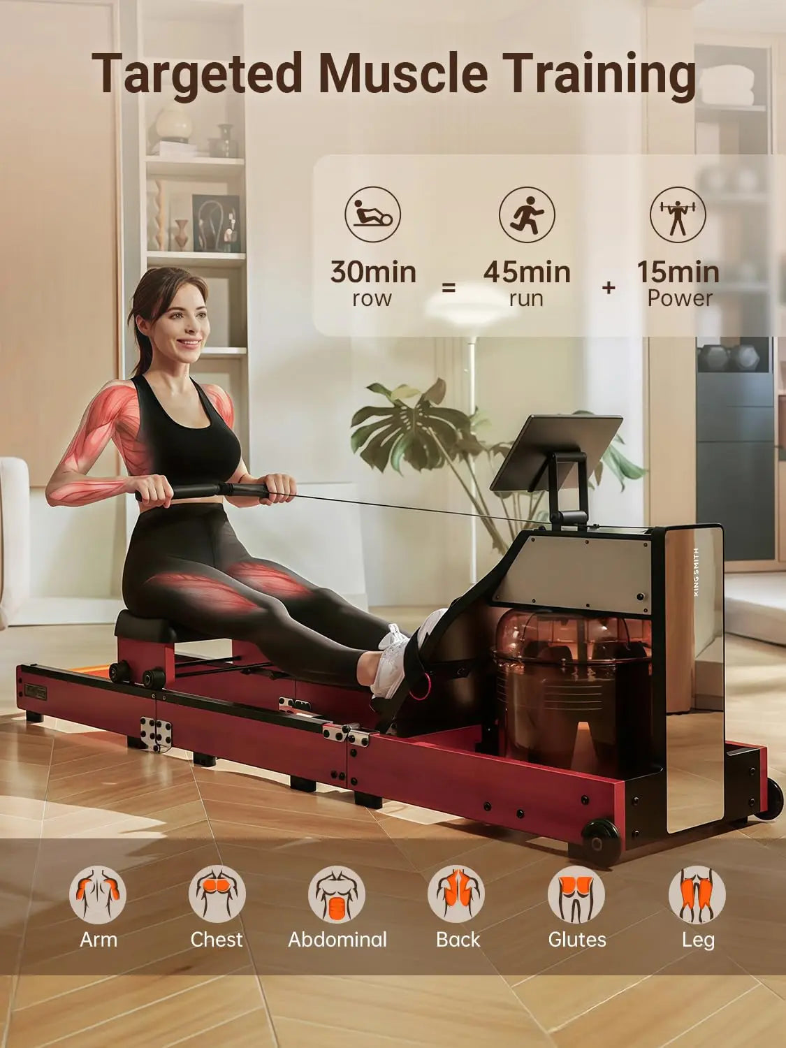 Magnetic/Water Row Machine for Home Rower 331LB Weight Capacity, Folding Rowing Machine with LED Monitor, App, Customized
