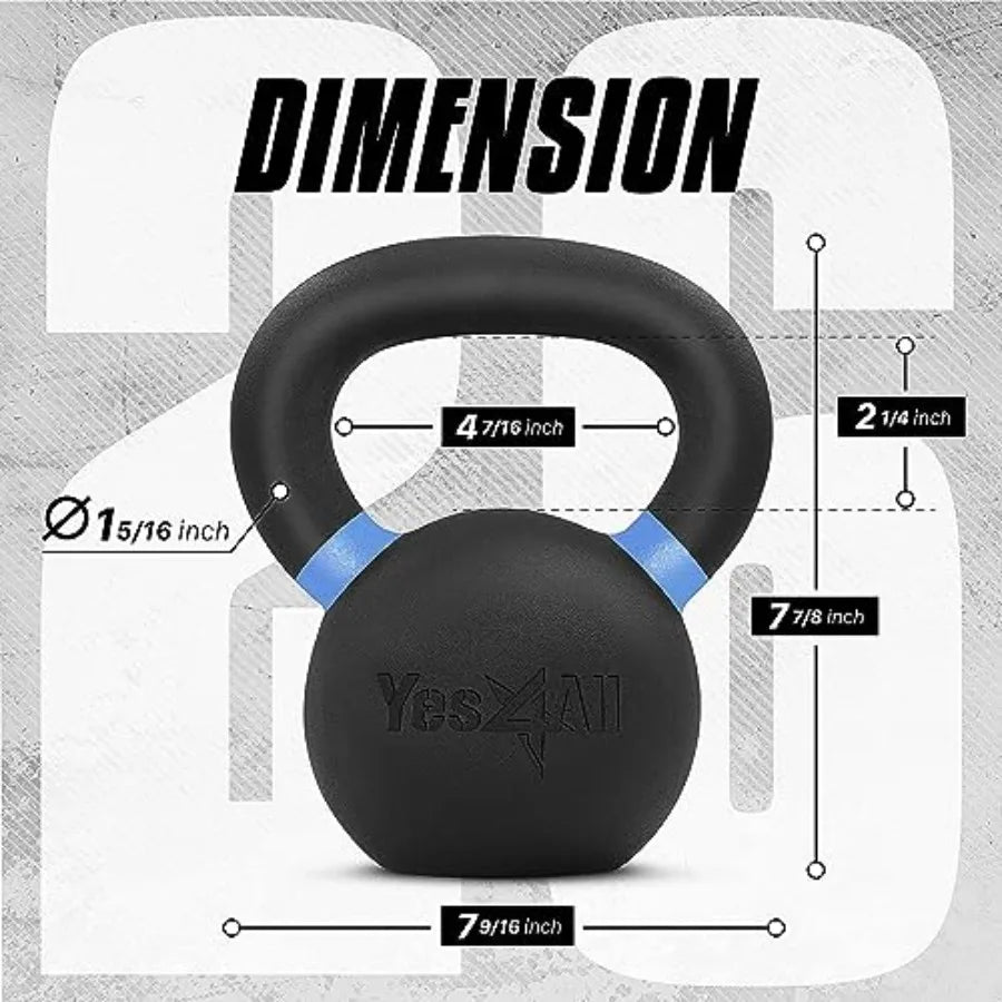 Powder Coated Kettlebell Cast Iron Core Kettlebells with Non-Slip Handle Flat Bottom for Conditioning Heavy Duty for Strength T