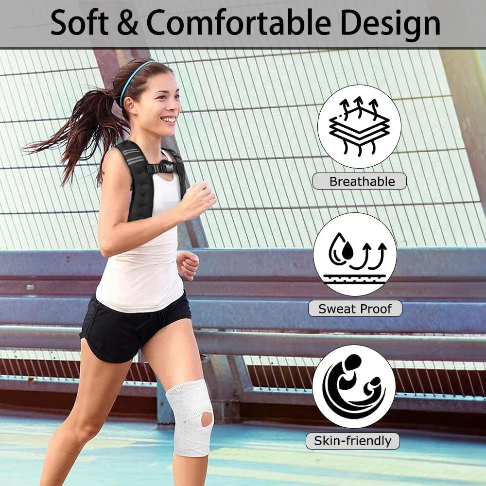 OZZOMM Weighted Vest 3kg/5kg - Adjustable Reflective for Strength Training, Running, Cardio & Weight Loss (Men & Women)