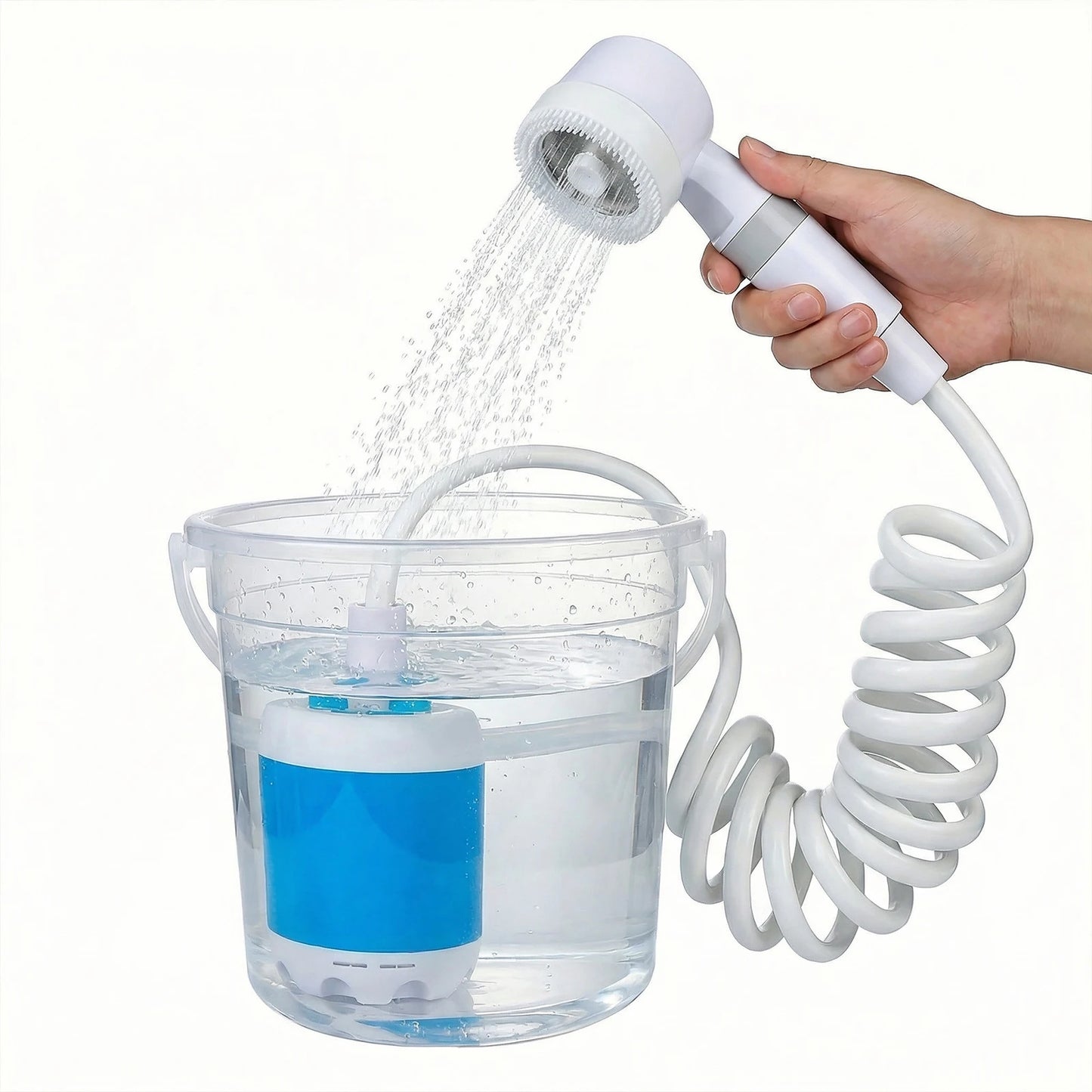 Portable Camping Shower Pump Built-in 4000mAh Rechargeable Battery Outdoor Shower Head Sprayer for Hiking Travel Car Pet
