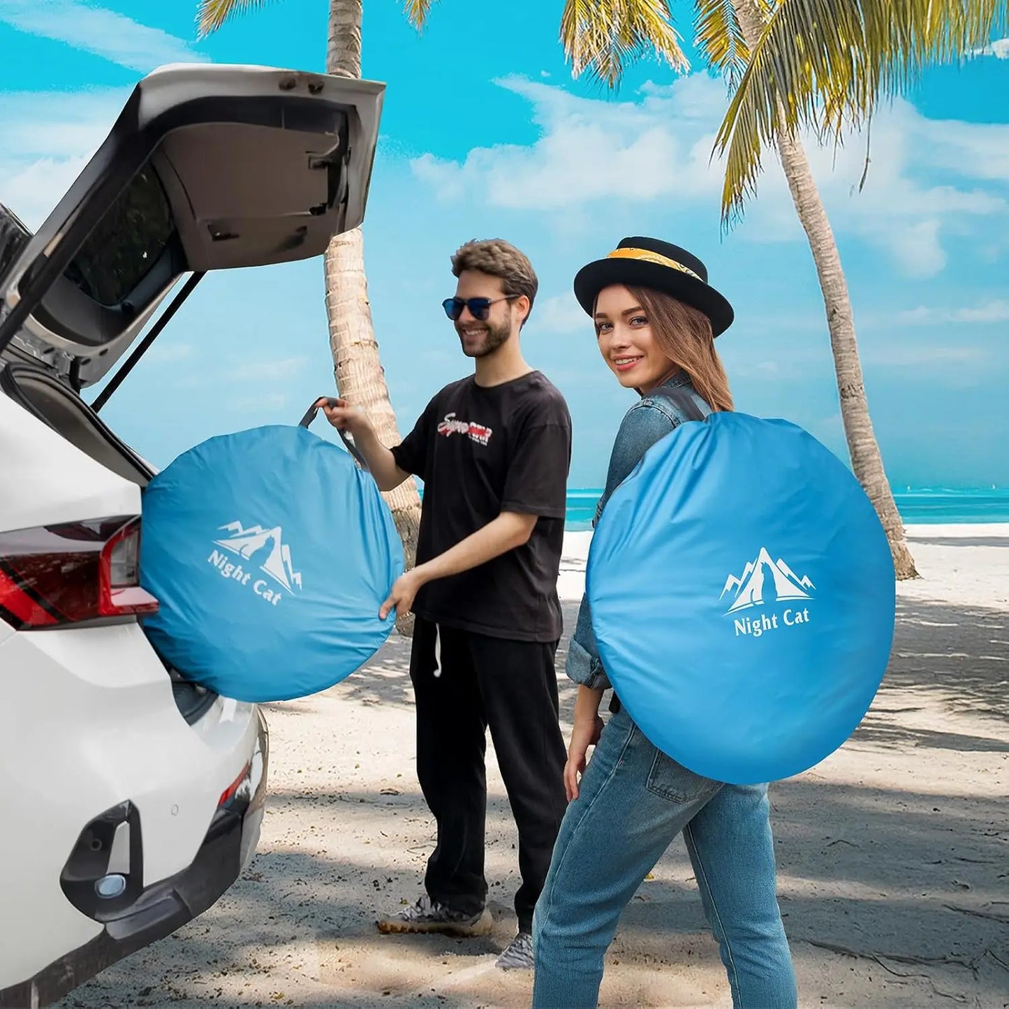 Instant Pop-Up Beach Tent for 4 People: UPF 50+ Sun Shelter with Bug-Proof Mesh