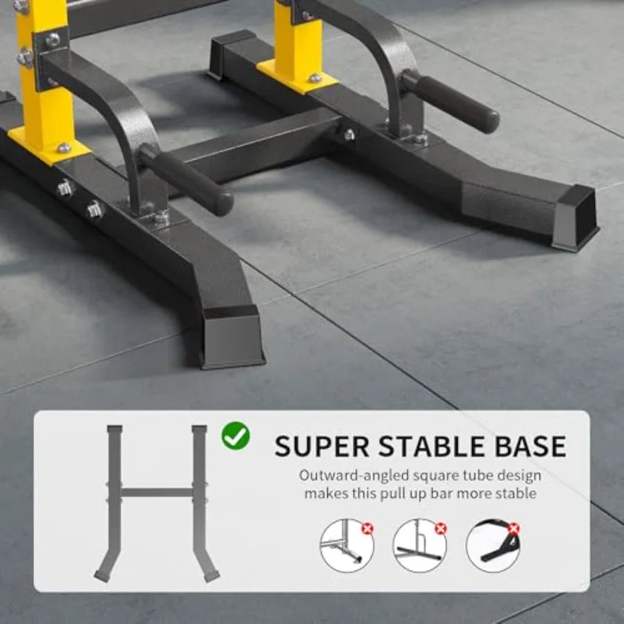 Home Gym Free Standing Pull Up Bar with 10 Adjustable Heights for Dip Training Multi-Function Strength Fitness Equipment in Bla