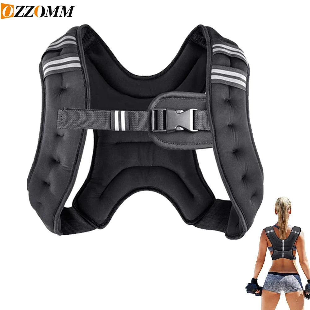 OZZOMM Weighted Vest 3kg/5kg - Adjustable Reflective for Strength Training, Running, Cardio & Weight Loss (Men & Women)