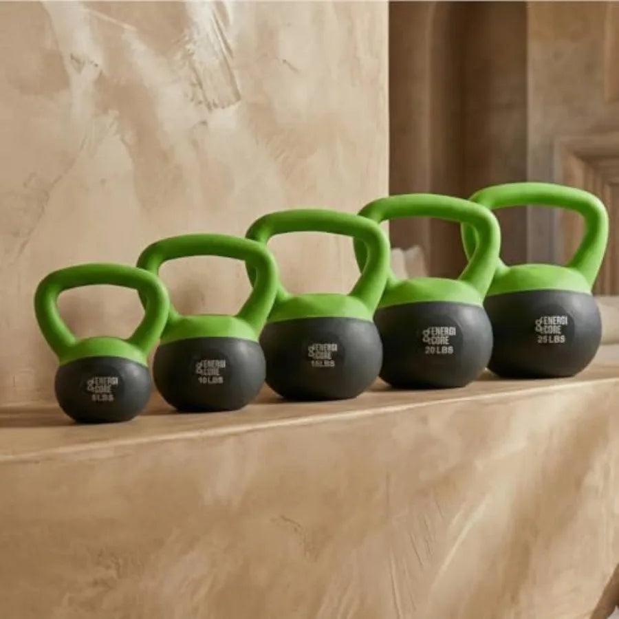 ENERGI CORE Kettlebell - Sand Filled Weight for Home Gym Workouts Strength Training - Portable Exercise Kettle Bell for Women M