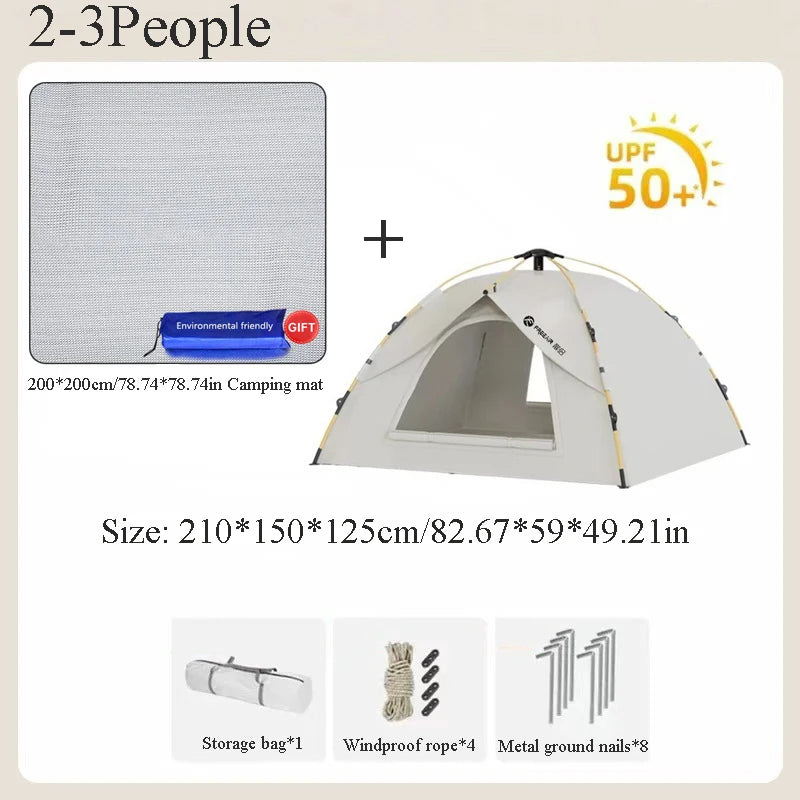 Portable Outdoor Automatic Tent Rainproof And Sun-Proof Ventilated And Breathable Adult And Childrens Tent With Doors Windows