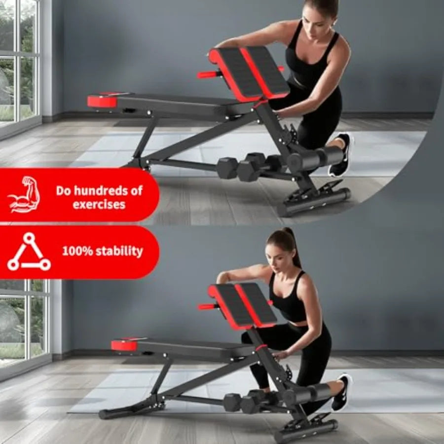 Multi-Functional Weight Bench,Roman Chair Adjustable Workout Bench for Home Gym Equipment Full Body Workout Adjusts to Decline o