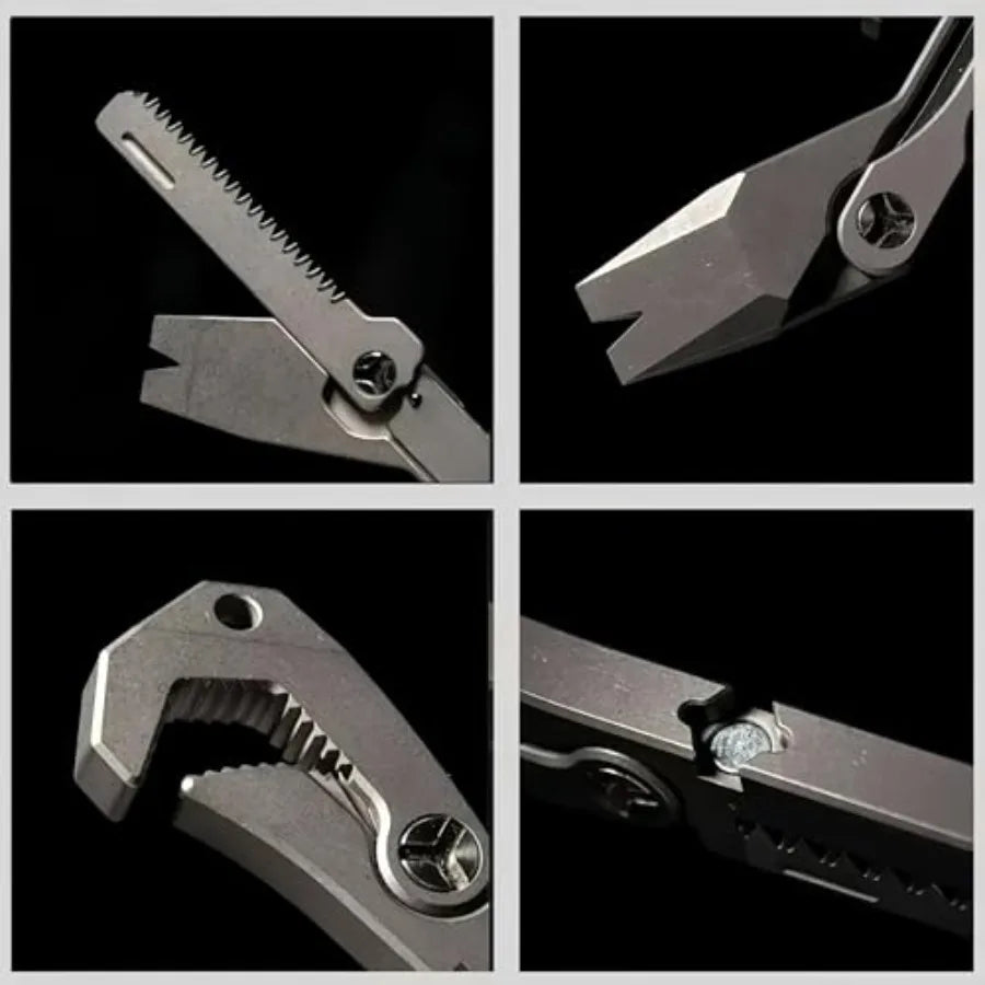 X2S Titanium 6-in-1 Multitool Clip with Wrench Pry Bar Crowbar Screwdriver Pocket Knife Bottle Opener for Camping Hiking EDC To
