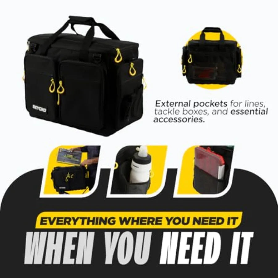 Beyond Fishing Hauler Tackle Bags Water Resistant Hard Molded Bottom Fresh Water Salt Water Fishing Tackle Storage Holds Tackle