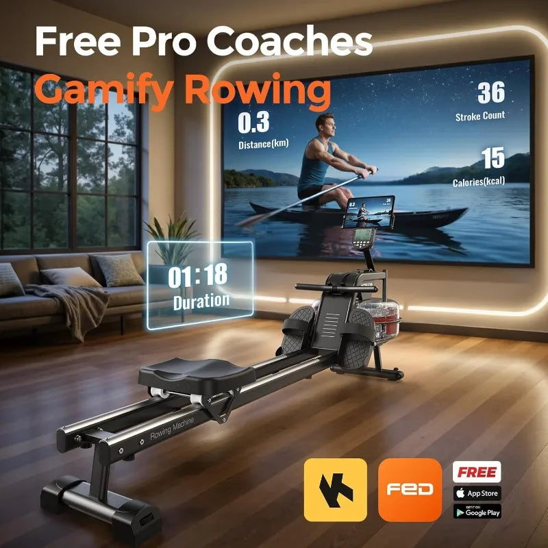 YOSUDA Magnetic/Water Rowing Machine for Home - Rower Machine Use with Bluetooth, App Supported, Rowing Mac