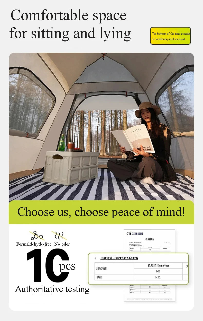 Portable Outdoor Automatic Tent Rainproof And Sun-Proof Ventilated And Breathable Adult And Childrens Tent With Doors Windows