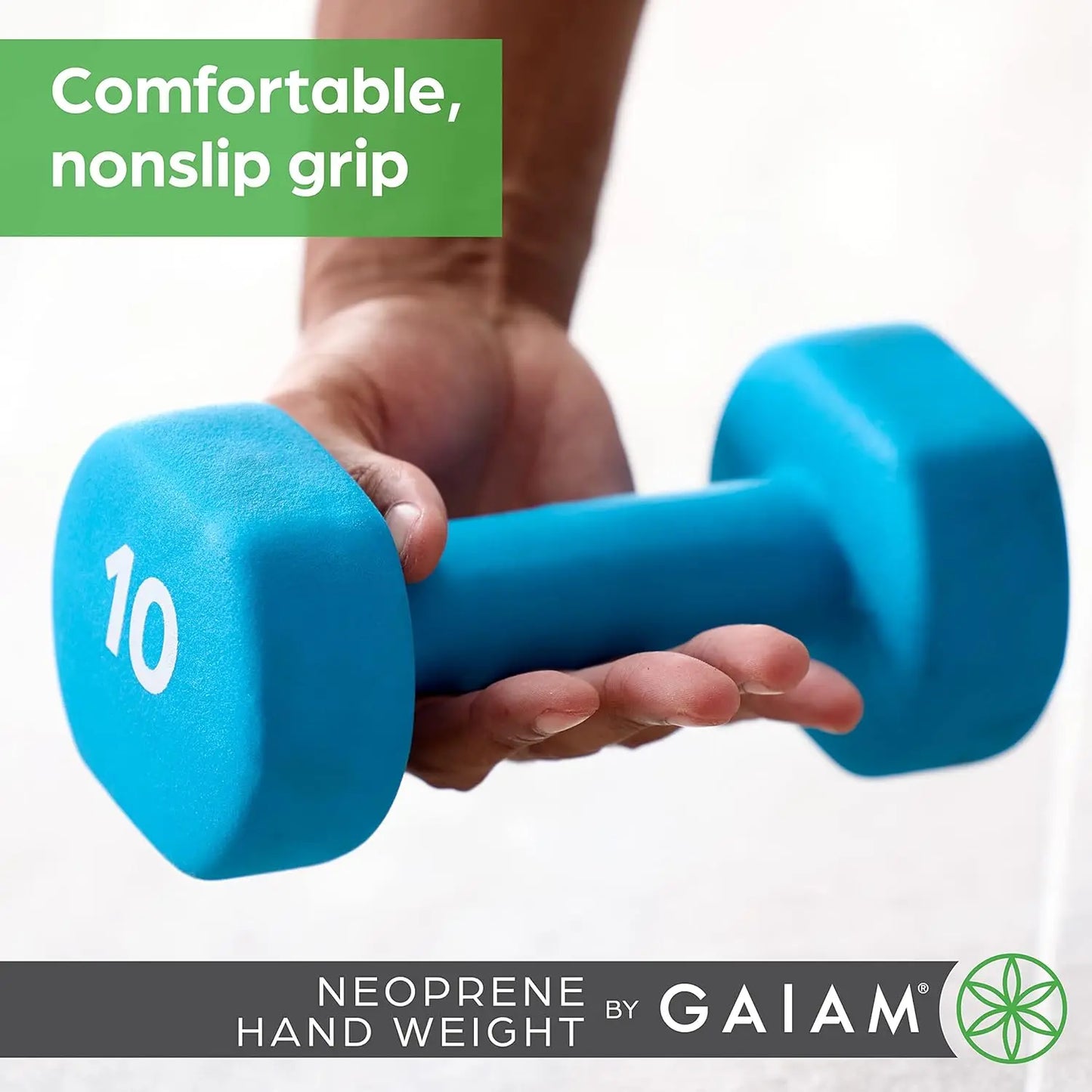 Neoprene Coated Dumbbell Hand Weight for Home Gym Workouts - Non-Slip Grip, Hexagonal Shape (10lb, Blue)
