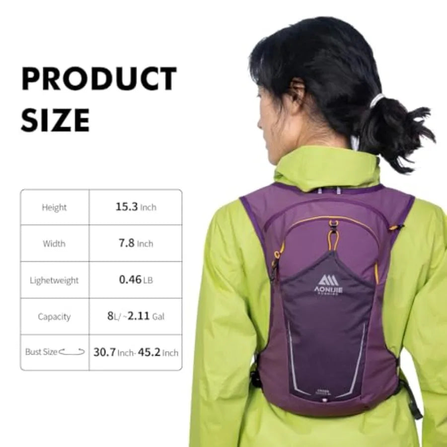 Running Hydration Vest for Men and Women 8L Hydration Backpack Multiple Pocket Designs for Water Bottles/Bladders Lightweight B