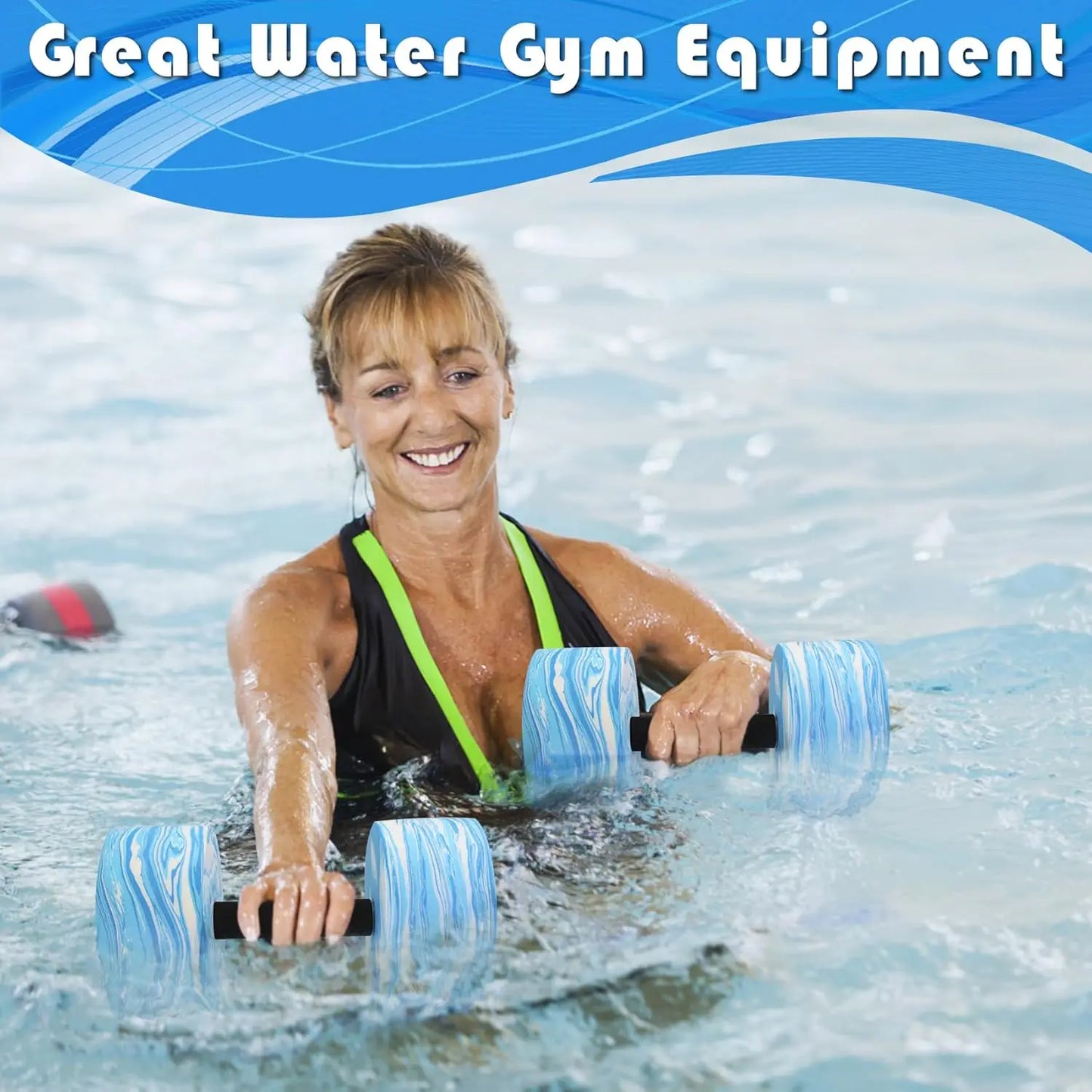 2-Piece High-Density EVA Foam Aqua Dumbbells for Water Aerobics, Pool Fitness, and Weight Loss Exercises