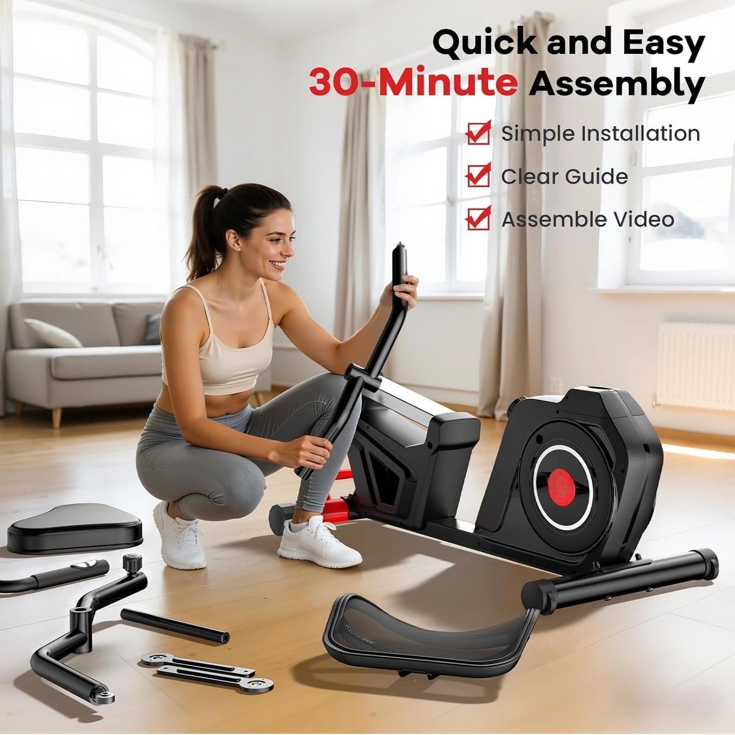Recumbent Exercise Bike, Stationary Recumbent Exercise Bike for Home with Arm Exerciser, 16-Level Magnetic, Customized