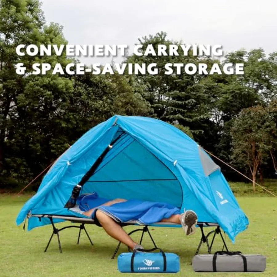 4-in-1 Camping Cot Tent Foldable Elevated Tent Set for 1 Person to Use Elevated Camping Bed Tent for Outdoor Hiking Camping