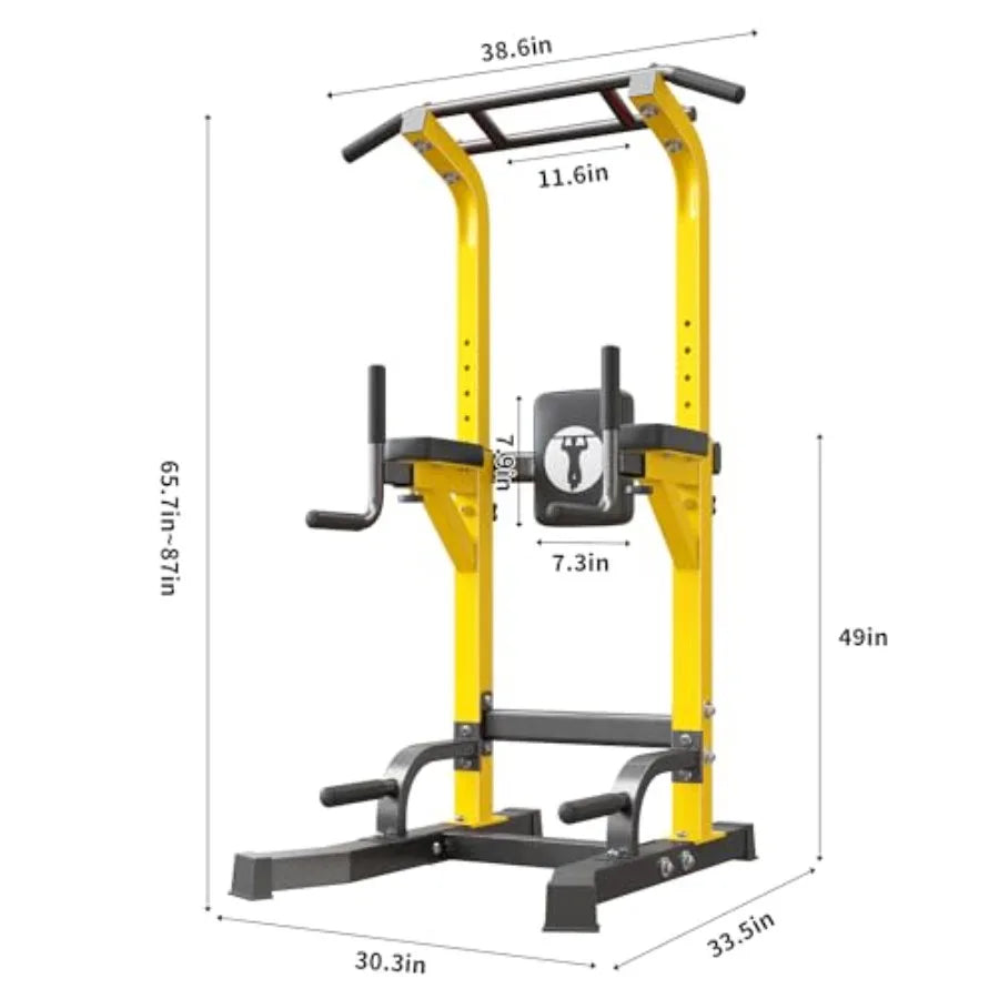 Home Gym Free Standing Pull Up Bar with 10 Adjustable Heights for Dip Training Multi-Function Strength Fitness Equipment in Bla