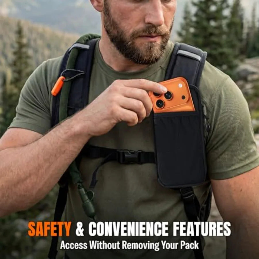 25L Hydration Backpack Hiking Hiking Backpack with Water Bladder Detachable Phone Pouch and Helmet Holder Lightweight Water Bac