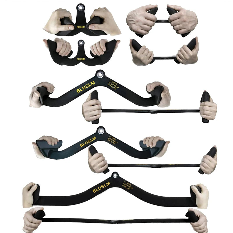 Multi-Grip Lat Pulldown Bar for Bicep Curl & Tricep Press, Home Gym Pulley System