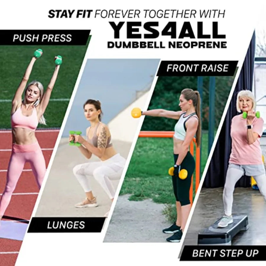 Neoprene Coated Dumbbell Hand Weight Sets of 2 - Multiple Weight Options with 15 Colors Anti-roll Anti-Slip Hexagon Shape
